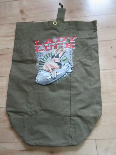 Lady Luck Pin-up Denim Seesack Canvas Duffle Bag US Navy Army Marines Vietnam