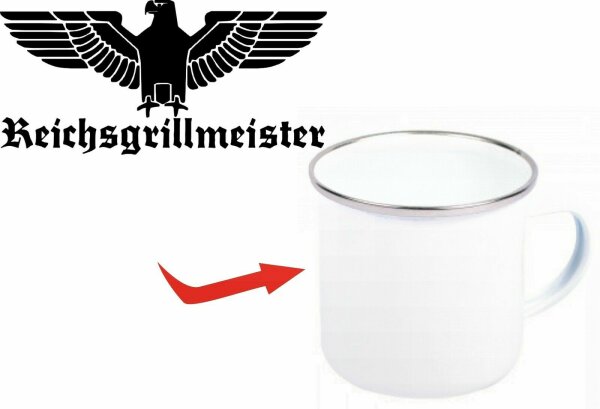 Reichsadler Reichsgrillmeister Wehrmacht Emaille Tasse Kaffeetasse Coffee Mug