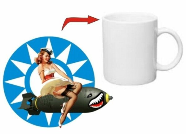 Pin-up Bomb Allied Star Kaffee Tasse USMC Army Mug Marines Rockabilly Nose Art