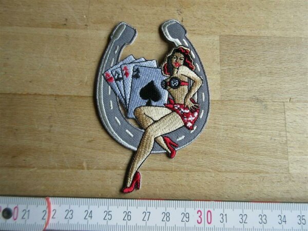 Patch Pin-up Lady Luck Gambling Horseshoe Hot Rod Nose Art Rockabilly V8 US Car