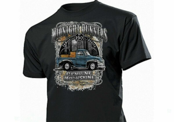 T-Shirt Midnight Runners Genuine Moonshine Rockabilly Vintage Oldtimer Pin-up V8