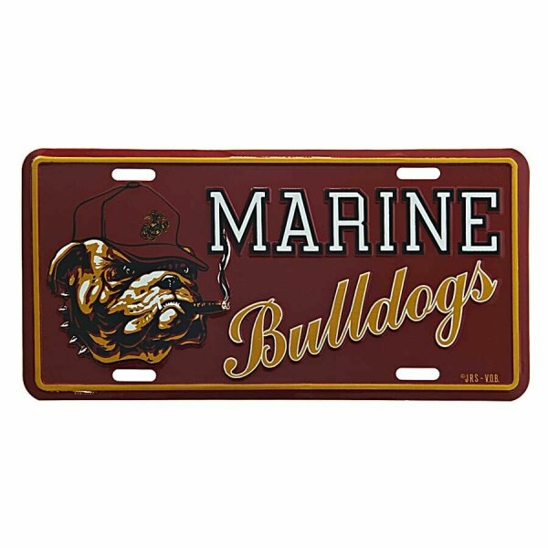 License Plate US Army Marine Bulldog 91 Smoking Baseball Football WWII USAF