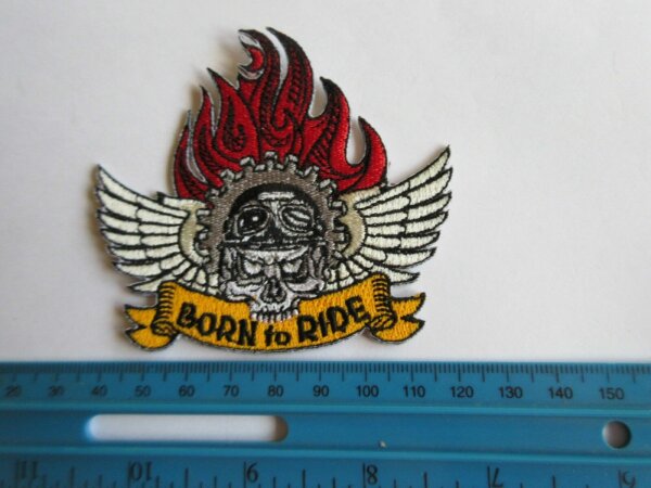 Patch Born to Ride Flame Biker Hot Rod Nose Art Rockabilly US Car Ratty Oldtimer