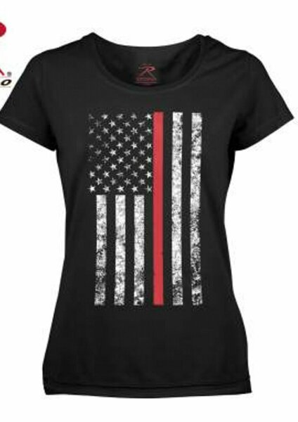 T-Shirt Women USA Flag Flagge Distressed Firefighter Support US Army Gr XS-XXL