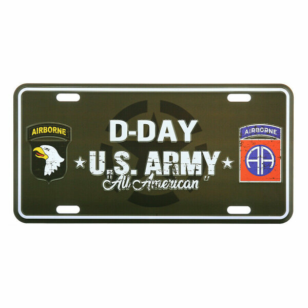 License Plate US Army DDay All American 101st 82nd Airborne Insignia Allied Star