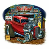 T-Shirt Hot Rod Garage Rockabilly Vintage Biker US Car V8...