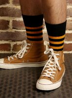 Prison Style Striped Socks Biker Socken Old School Heritage Vintage Rot/Weiß