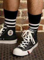 Prison Style Striped Socks Biker Socken Old School Heritage Vintage Rot/Weiß