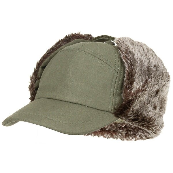 Winter Baseball Cap Trapper Fur Hat Oliv