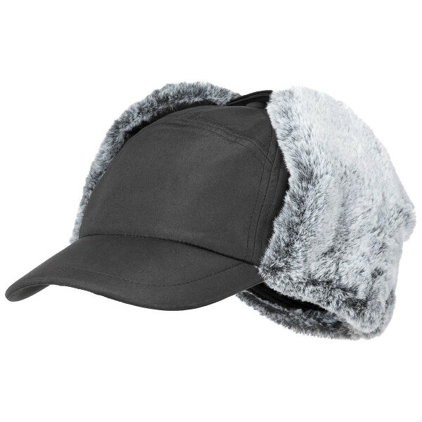 Winter Baseball Cap Trapper Fur Hat Black