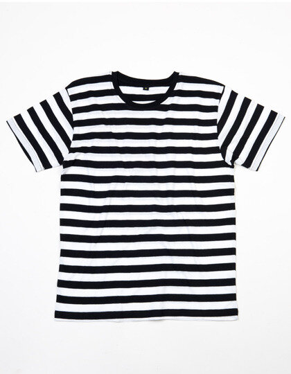 Prison Gefängnis Style Stripy T-Shirt Mens Black & White Biker