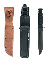 US Army USMC Insignia Combat Knife & Leather Sheath