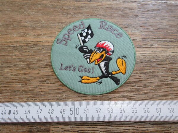 Patch Rabe Crow Speed Race Lets Gas! Nose Art Aufnäher Flight Jacket