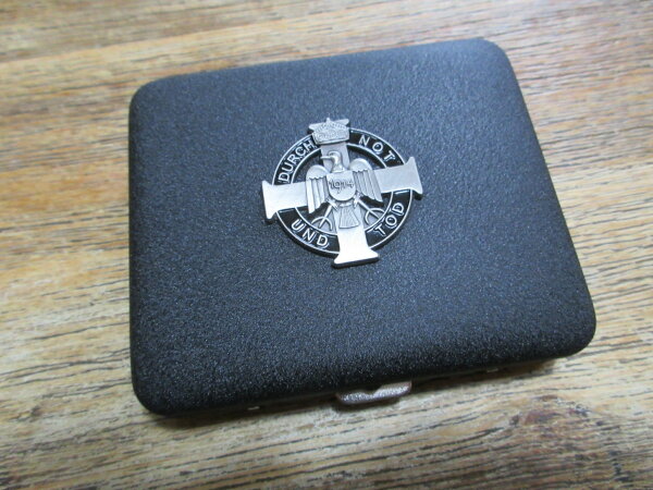 Reichsadler 1914 Durch Not und Tod Wappen Zigaretten Etui Black Crackle