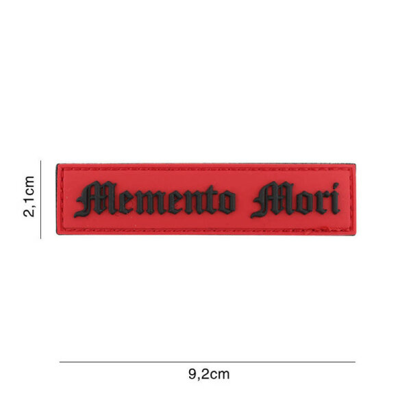 Patch Memento Mori „Sei dir der Sterblichkeit bewusst“ 3D PVC Aufnäher Slogan Red/Black