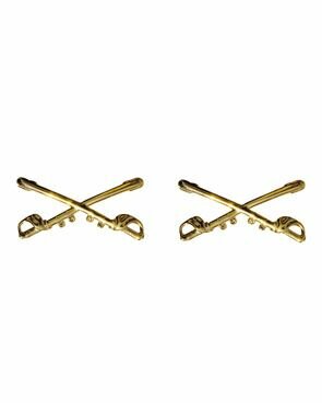1p US Collar Tags Officer Cavalry Gold