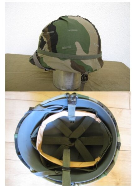 US Army M1 Stahlhelm Komplett 1969 Woodland Camo Bezug