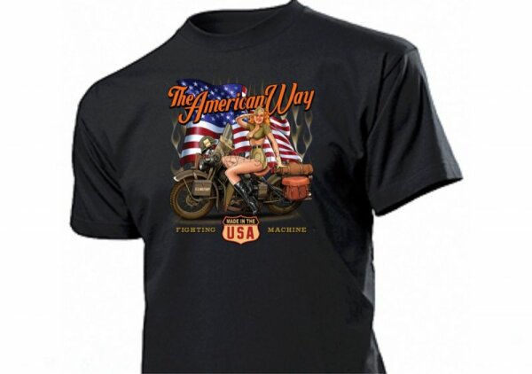 Shirt The American Way Babe Fighting Machine Pin-up Rockabilly