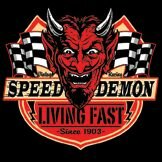 T-Shirt Rockabilly Speed Demon Living Fast Devil Face Retro