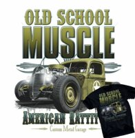 T-Shirt Old School Muscle American Rattitude Rockabilly...