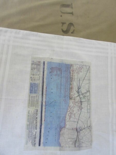 Normandy West D-Day Invasion Map Tissue handkerchief US Army