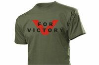 V for Victory T-Shirt Slogan Rot XL Oliv/Khaki